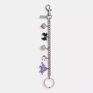 Coach Motif Chain Bag Charm Silver / Multi CZ633 NWT